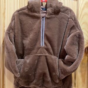 Zenana Outfitters Brown Puffer Jacket with Plush Fleece and High Collar NWOT